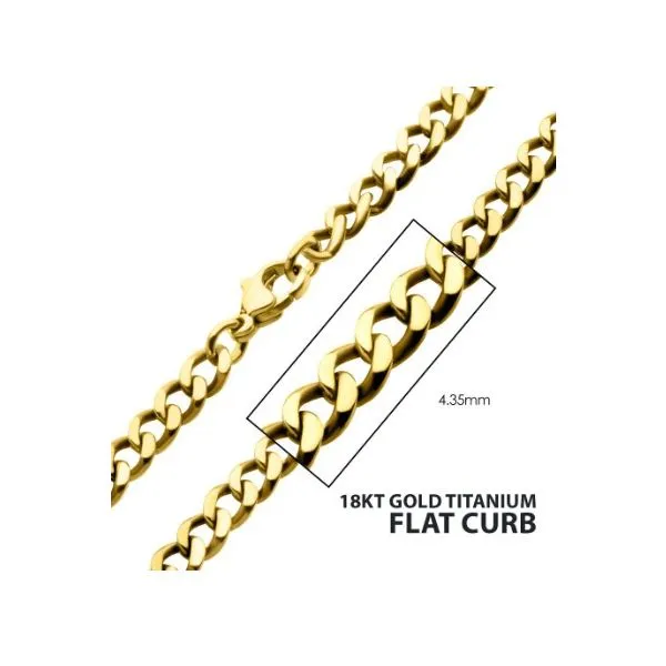 Men's 18Kt Gold IP Titanium Flat Curb Chain Necklace MarBill Jewelers Belle Vernon, PA