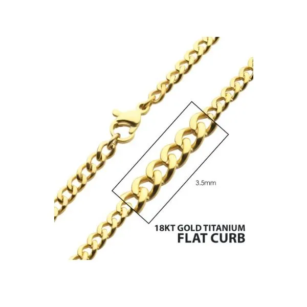 Men's 18Kt Gold IP Titanium Flat Curb Chain Necklace MarBill Jewelers Belle Vernon, PA