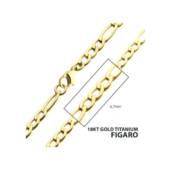 Men's 18Kt Gold IP Titanium Figaro Chain Necklace MarBill Jewelers Belle Vernon, PA