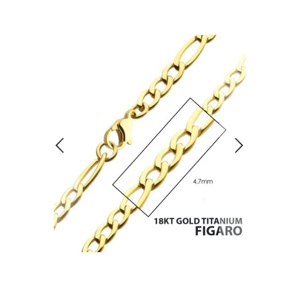Men's 18Kt Gold IP Titanium Figaro Chain Necklace MarBill Jewelers Belle Vernon, PA