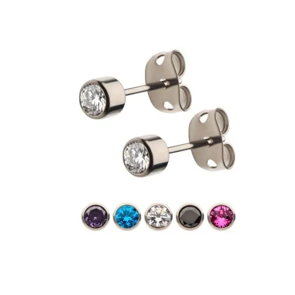 Titanium Post Gem Stud Earrings MarBill Jewelers Belle Vernon, PA