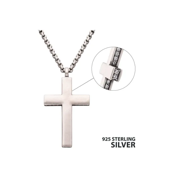 925 Sterling Silver Side Gem Cross Pendant MarBill Jewelers Belle Vernon, PA