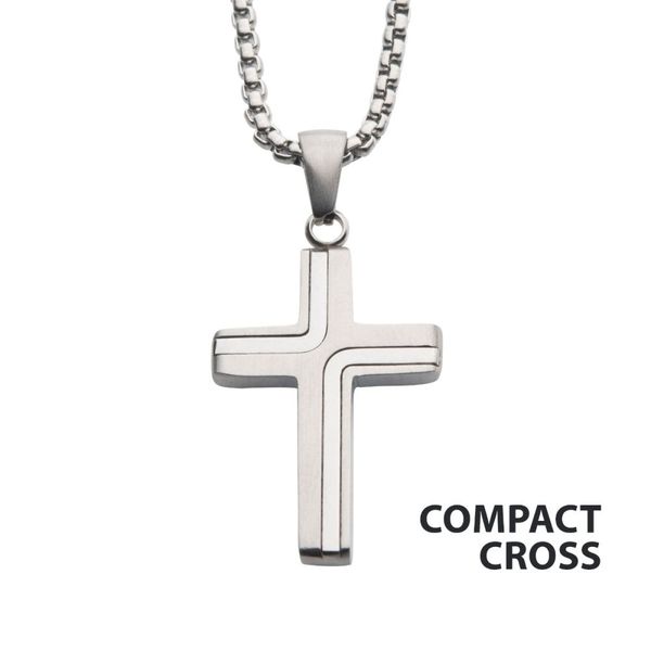 Stainless Pendant Cross 33mm Drop w/ 22
