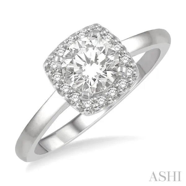 Lady's White 14 Karat Engagement Ring – 0.50ct Round Diamond & 0.10tw Accent Diamonds Marc Robinson Jewelers Round Rock, TX