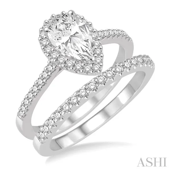 Lady's White 14K Gold Engagement Ring | Pear & Round Diamonds Marc Robinson Jewelers Round Rock, TX