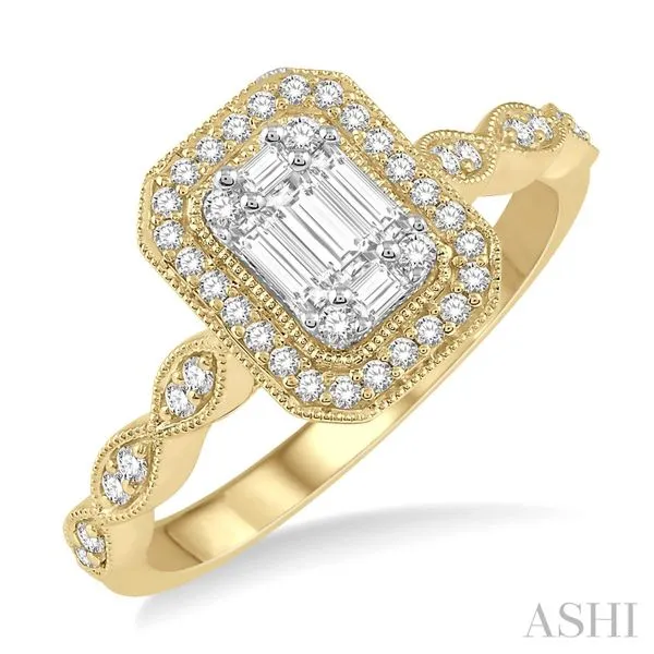 Lady's Yellow 14 Karat Engagement Ring – Round & Baguette Diamonds Marc Robinson Jewelers Round Rock, TX