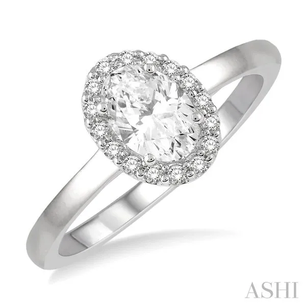 Lady's White 14 Karat Engagement Ring – Oval & Round Diamonds Marc Robinson Jewelers Round Rock, TX