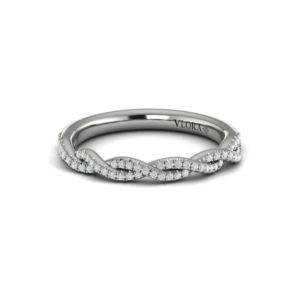14K White Gold Twisted Wedding Band with 0.22ct Diamonds – Size 6.5 Marc Robinson Jewelers Round Rock, TX