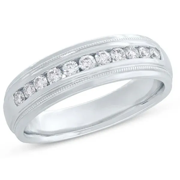 14K White Gold Channel Set Men's Diamond Wedding Band – Size 10 Marc Robinson Jewelers Round Rock, TX