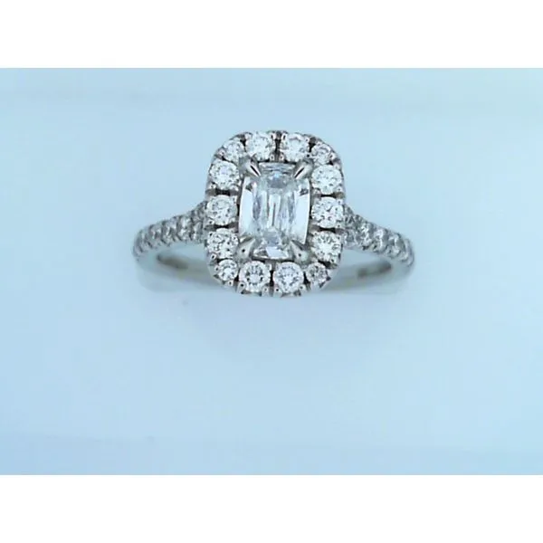 Lady's White Polished 14 Karat Fashion Ring with 0.46ct Cushion VS2 Diamond & 0.56tw Round Diamonds - Size 6.5 Marc Robinson Jewelers Round Rock, TX