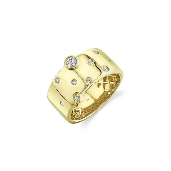 SC55009503 - 14K Yellow Gold Wide Diamond Flush Set Ring (0.26ctw) Marc Robinson Jewelers Round Rock, TX