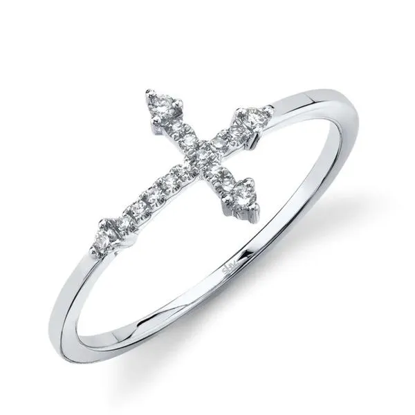 Shy Creation 14K White Gold Diamond Cross Ring SC55008654 Marc Robinson Jewelers Round Rock, TX