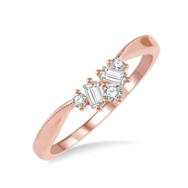 31317FHPG Lady's Rosé 14 Karat Diamond Ring - 0.20tw Round & Baguette Diamonds - Size 6.5 Marc Robinson Jewelers Round Rock, TX