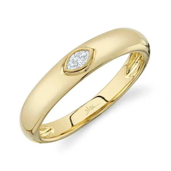 Lady's Yellow 14 Karat Bezel Ring Size 7 with 0.08ct Marquise Diamond Marc Robinson Jewelers Round Rock, TX