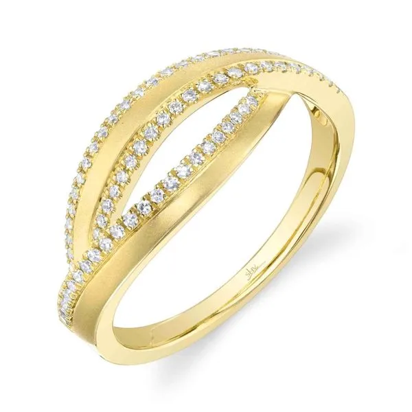 Lady's Yellow 14 Karat Matte Ring with 0.18tw Round Diamonds - Size 7 Marc Robinson Jewelers Round Rock, TX