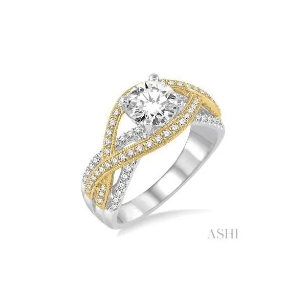 14K Yellow/White Gold Semi-Mount Ring - Size 6.5 with 0.50ctw Round Diamonds Marc Robinson Jewelers Round Rock, TX