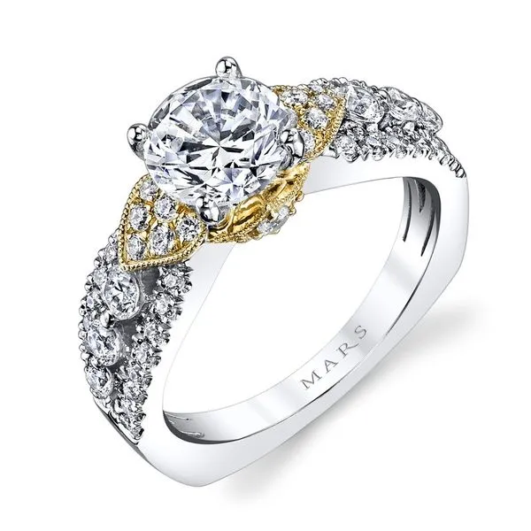 14K Yellow/White Gold Semi-Mount Ring with 0.70ctw Round Diamonds – Size 6.5 Marc Robinson Jewelers Round Rock, TX