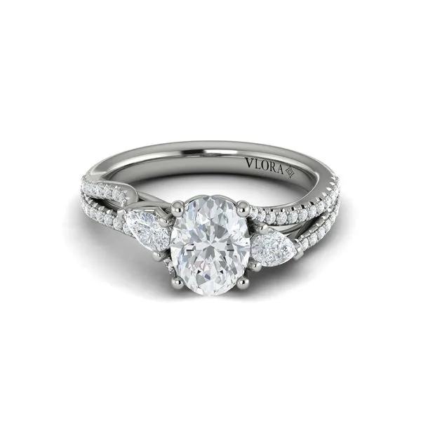 14 Karat White Gold 0.63tw Vlora 3 Stone Semi Mount Ring (VST20024-OV15WG) Marc Robinson Jewelers Round Rock, TX