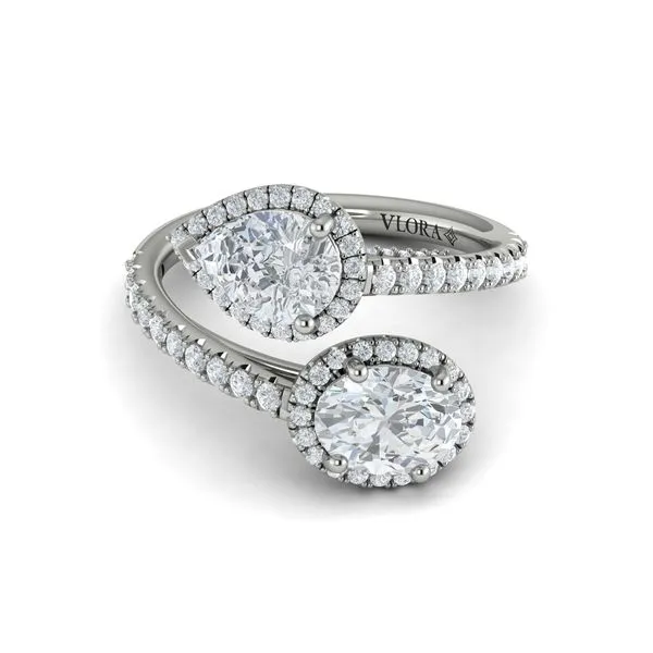 VSD20241-WG 14 Karat White 0.61tw Vlora Two Stone Halo Semi Mount Ring Marc Robinson Jewelers Round Rock, TX