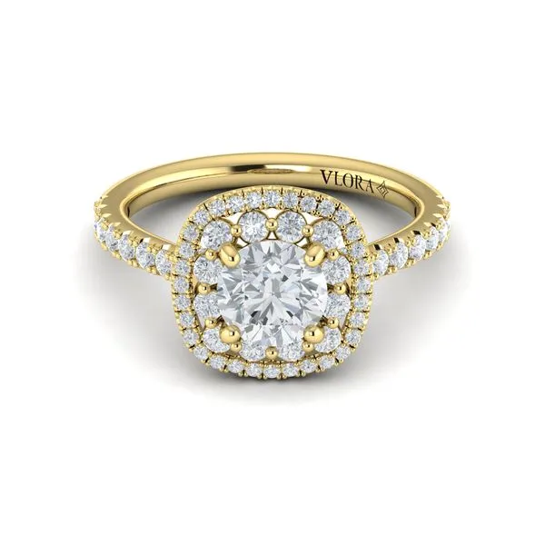 VSH20063-RD10YG14 Karat Yellow 0.8tw Vlora Double Halo Semi Mount Ring - Elegant Engagement Ring Marc Robinson Jewelers Round Rock, TX