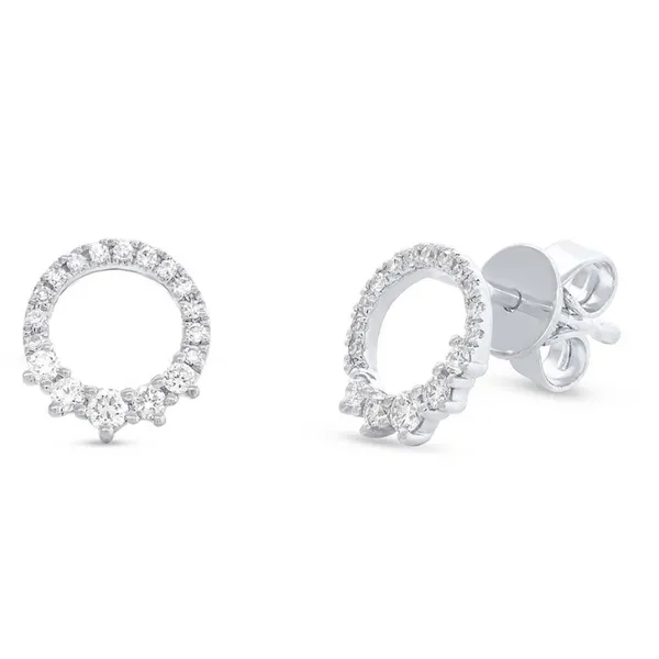 14K White Gold Diamond Circle Stud Earrings SC55006127 Marc Robinson Jewelers Round Rock, TX