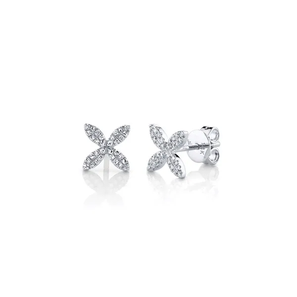 Shy Creation 0.16 CT Diamond Flower Stud Earrings in 14K White Gold Marc Robinson Jewelers Round Rock, TX