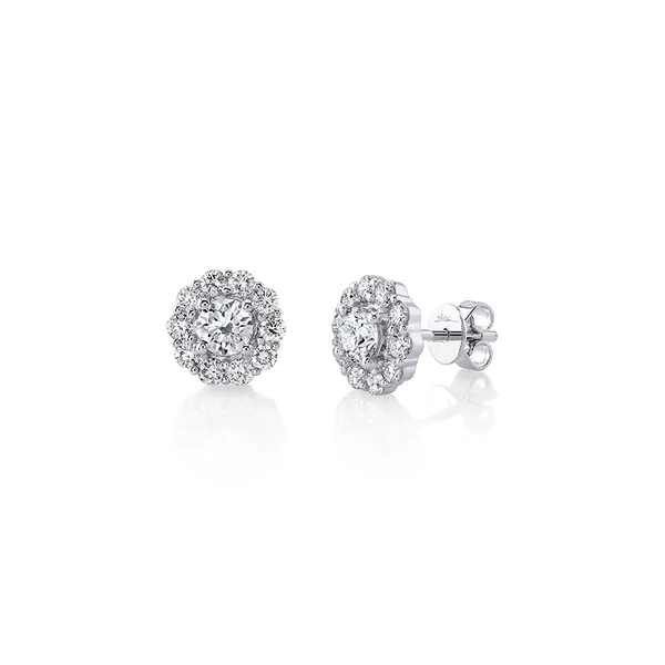 SC55022474 - Halo 0.4in Diamond Stud Earrings in 14K White Gold by Zadok Collection Marc Robinson Jewelers Round Rock, TX