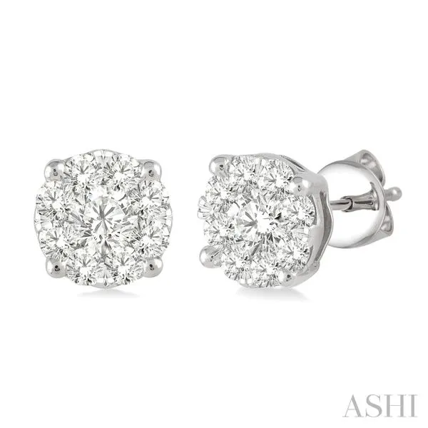 White 14 Karat Gold Stud Earrings with 1.00ctw Round Diamonds Marc Robinson Jewelers Round Rock, TX