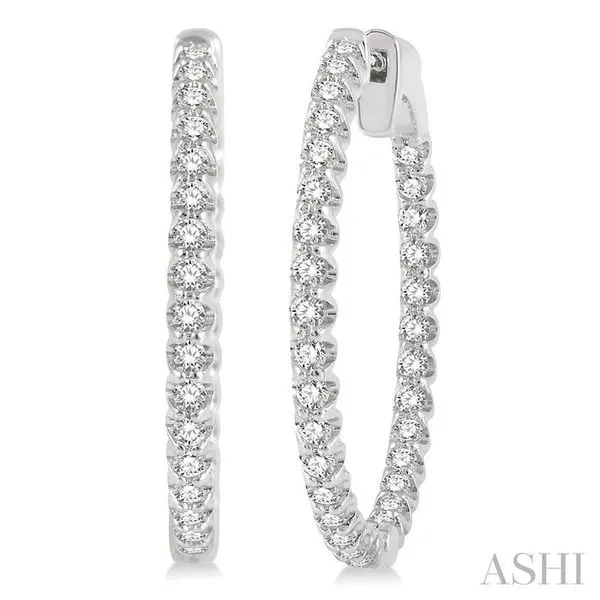 White 14 Karat Medium Hoop Earrings with 1.50ctw Round Diamonds Marc Robinson Jewelers Round Rock, TX