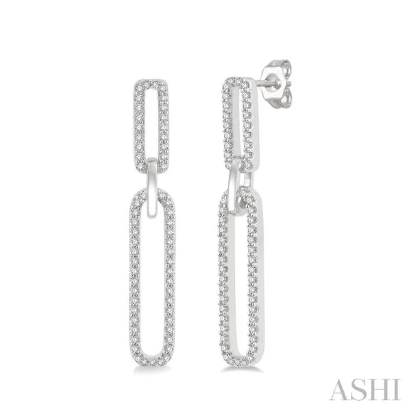 White 14 Karat Drop Earrings with 0.33tw Round Diamonds Marc Robinson Jewelers Round Rock, TX