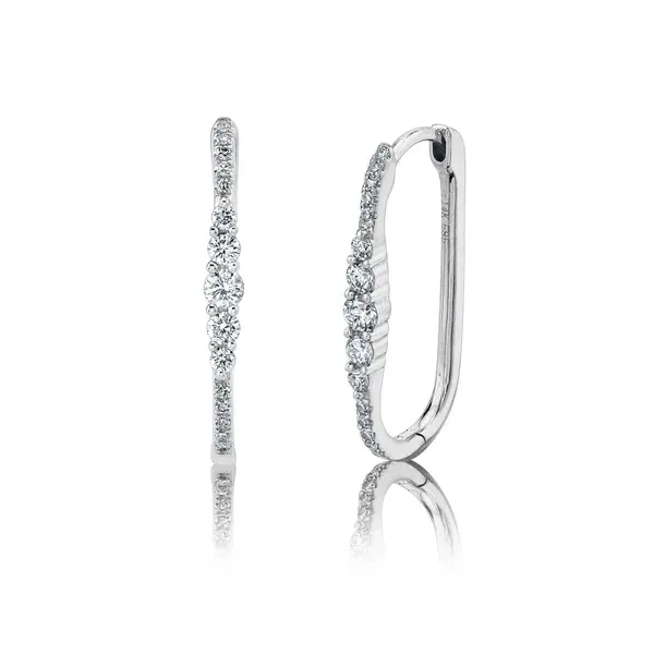 White 14 Karat Huggie Earrings with 0.29ctw Round Diamonds Marc Robinson Jewelers Round Rock, TX