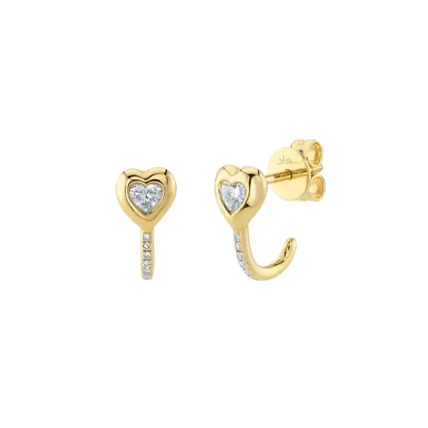 Yellow 14 Karat Huggie Earrings with 0.23tw Round Diamonds | SC55021442 Marc Robinson Jewelers Round Rock, TX