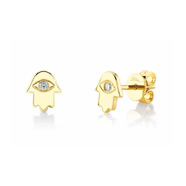 Shy Creations SC55022668 Yellow 14 Karat Stud Earrings with 0.04ctw Round Diamonds Marc Robinson Jewelers Round Rock, TX