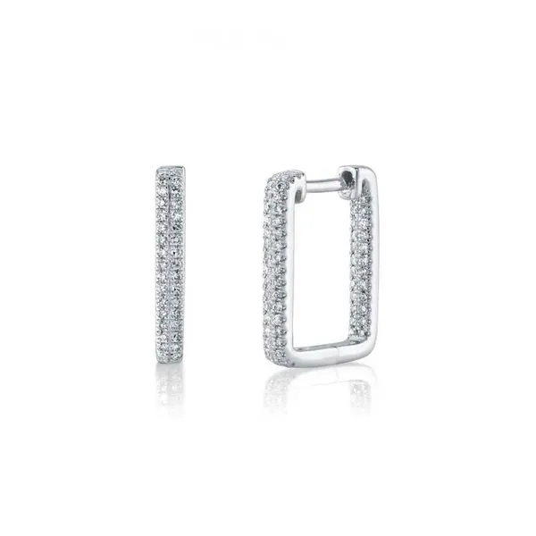 14 Karat White Gold Small Rectangle Hoop Earrings with 0.27tw Round Diamonds | SC55024154H0.60 Marc Robinson Jewelers Round Rock, TX