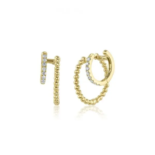 SC55025064 Yellow 14 Karat Double Huggie Earrings with 0.18tw Round Diamonds Marc Robinson Jewelers Round Rock, TX