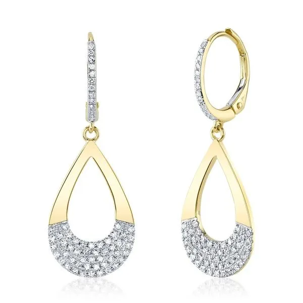 SC55025597RD Yellow 14 Karat Drop Earrings with 0.31tw Round Diamonds Marc Robinson Jewelers Round Rock, TX