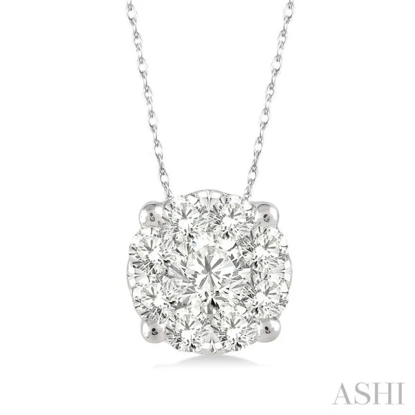 14K White Gold Diamond Pendant | 0.75ct Round Diamonds | 18