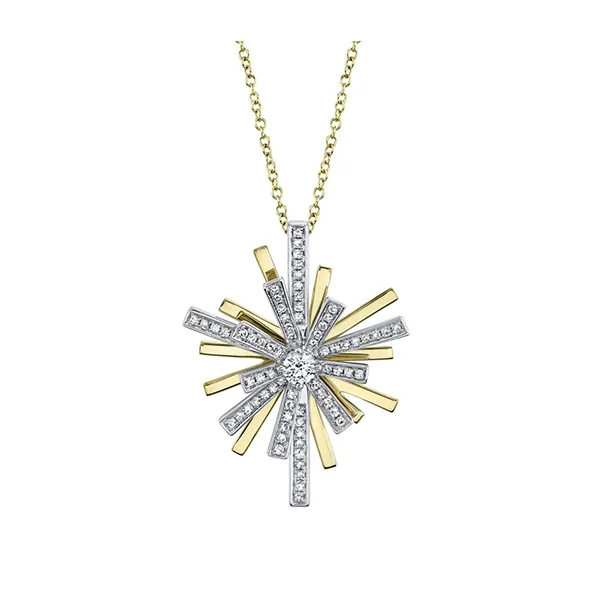SC55019531 - Shy Creation 0.33ctw Diamond Starburst Necklace in 14K White and Yellow Gold Marc Robinson Jewelers Round Rock, TX