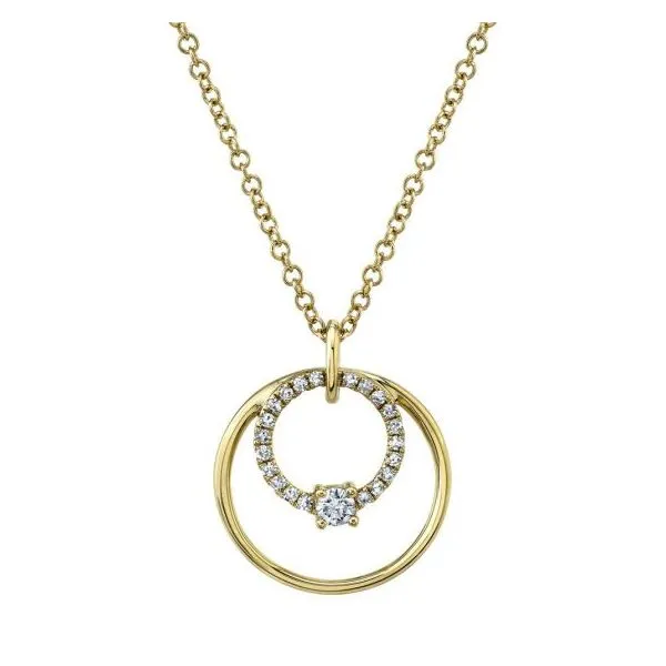 SC55009040 - Shy Creation Diamond Circle Necklace (1/10 ct tw) in 14K Yellow Gold Marc Robinson Jewelers Round Rock, TX