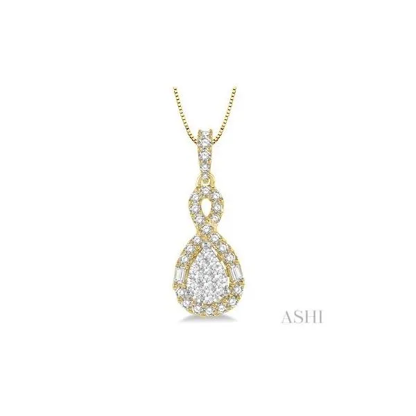 14K Yellow/White Gold Halo Pendant with 0.45ct Round Diamonds – 18