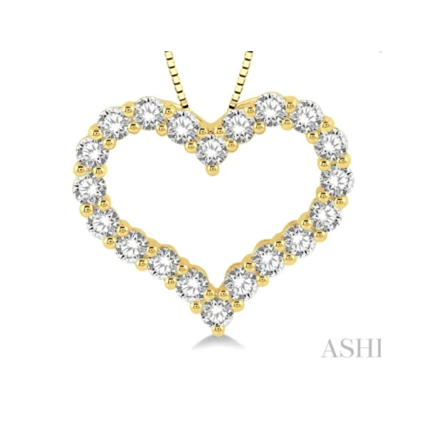 14 Karat Yellow Gold Heart Pendant with Round Diamonds – 0.50tw – 18
