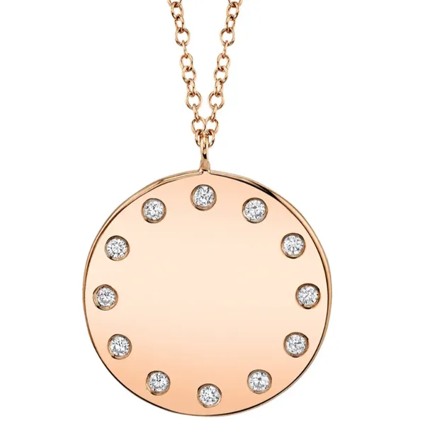 14K Yellow Gold Diamond Disc Necklace SC55001943 Marc Robinson Jewelers Round Rock, TX