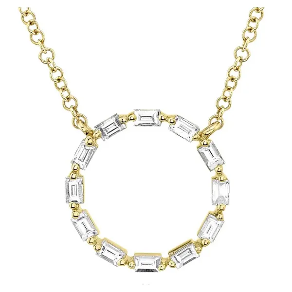 0.26 CT 14K Yellow Gold Diamond Baguette Circle Necklace SC55021910 – Modern Elegance with Geometric Flair Marc Robinson Jewelers Round Rock, TX