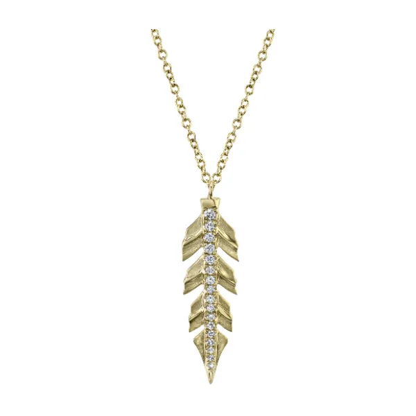 SC55021257 - Women's 14K Yellow Gold 0.09Ct Diamond Leaf Necklace Marc Robinson Jewelers Round Rock, TX