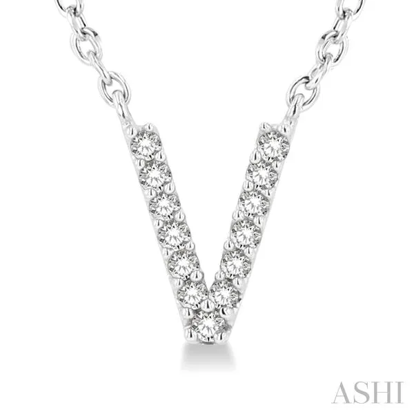 10K White Gold V Initial Diamond Necklace – Elegant & Timeless Marc Robinson Jewelers Round Rock, TX