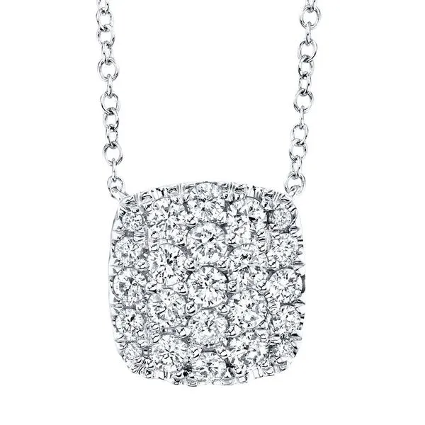 Lady's White Polished 14 Karat Open Link Necklace with 0.53tw Round Diamonds - 18