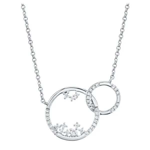 Lady's White 14 Karat Open Link Necklace with 0.15tw Round Diamonds – 18