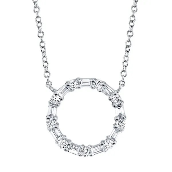 Lady's White 14 Karat Open Link Necklace with 0.29tw Round Diamonds - 18