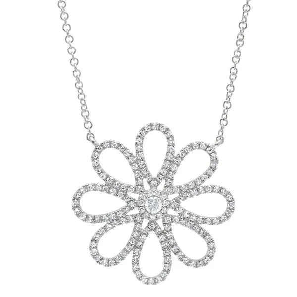 14K White Gold Open Link Necklace with 0.47ct Round Diamonds – 18