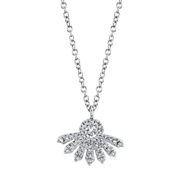 14K White Gold Open Link Diamond Necklace – 18